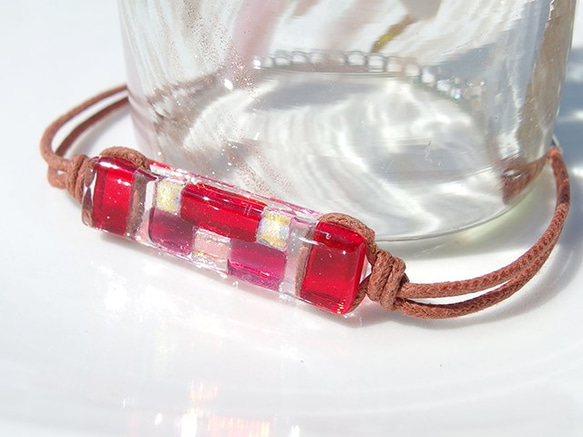 極光玻璃“極光[紅色]”手鍊/腳鍊 第2張的照片
