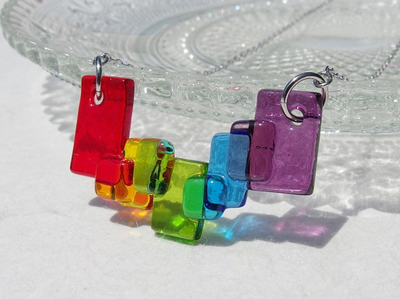馬賽克玻璃“ Mozaku [彩虹]”鏈項鍊[定做] 第1張的照片
