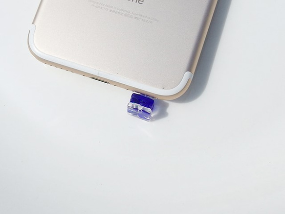 9月誕生的石製玻璃“藍寶石”耳機插孔[可以選擇尺寸] [定做] 第5張的照片