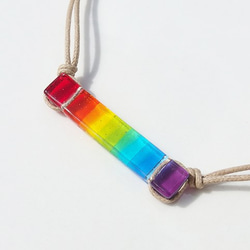 彩虹色玻璃「彩虹[7色]」頸鍊[可以選擇繩子的顏色][客製]≪免運費≫ 第3張的照片
