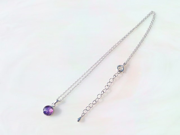 發光玻璃「Kirari [紫羅蘭]」項鍊 [有尺寸] [有棉繩、925 銀] [定制] &lt;&lt;免運費&gt;&gt; 第2張的照片