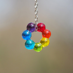 小花玻璃「Petit Hana [彩虹]」鏈項鍊[棉繩，銀925可用][訂製]&lt;&lt;免運費&gt;&gt; 第4張的照片