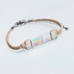 【Premium】 【１点物】ガラスの光『プリズム』ブレスレット/アンクレット【紐の色選べます】≪送料無料≫ 6枚目の画像