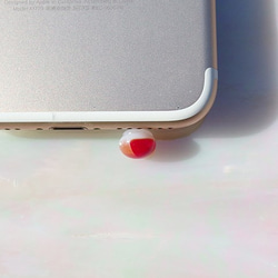 綿飴ガラス『わたあめ【小】【ルージュ】』イヤホンジャック【受注制作】≪送料無料≫ 5枚目の画像