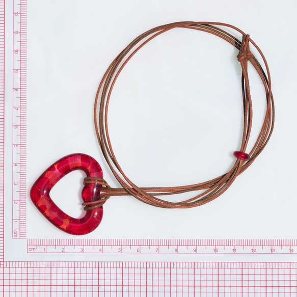環形玻璃「環形[心形][紅色]」項鍊[可以選擇顏色和繩子的長度][定制]≪免運費≫ 第2張的照片