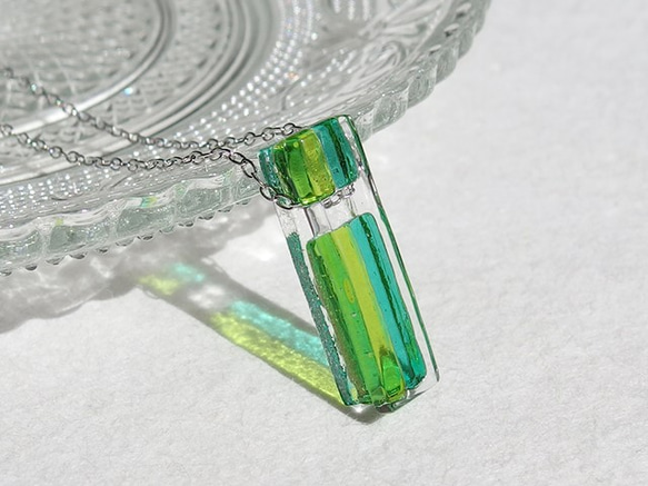 時尚玻璃「智慧型[迷你][綠色]」項鍊[棉繩，925銀可用][客製]&lt;&lt;免運費&gt;&gt; 第3張的照片