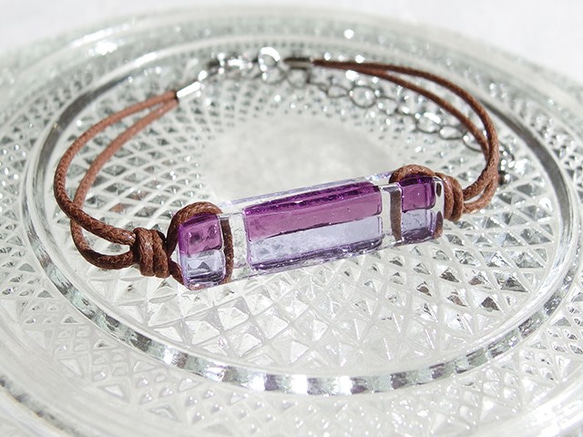 時尚的玻璃「智慧型[紫色]」手鍊/腳鍊[可以選擇長度和金屬]≪免運費≫ 第1張的照片