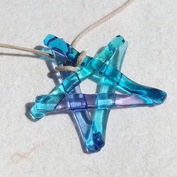 玻璃之星“星星[藍色]”項鍊[可以選擇繩子的顏色和長度][定制]≪免運費≫ 第4張的照片