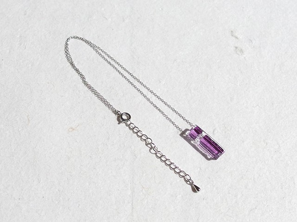 時尚玻璃「智慧型[迷你][紫色]」項鍊[棉繩，925銀可選][客製]&lt;&lt;免運費&gt;&gt; 第2張的照片