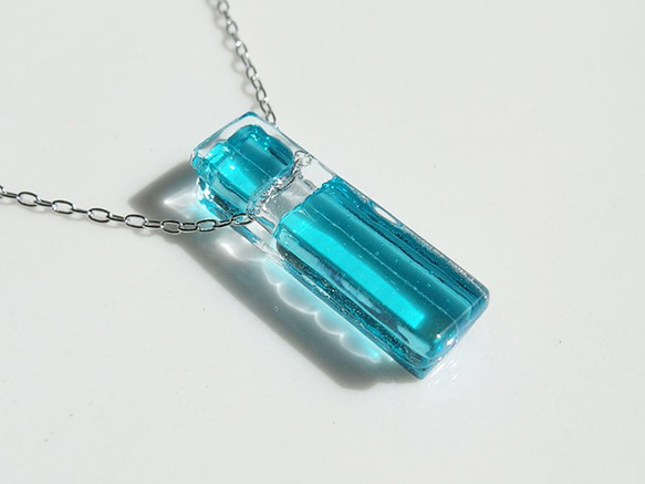 時尚玻璃「智慧型[迷你][藍色]」項鍊[棉繩，925銀可用][客製]&lt;&lt;免運費&gt; 第1張的照片