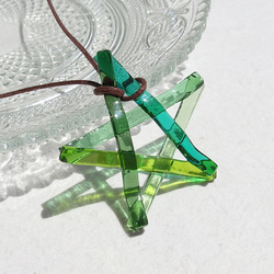 玻璃星星「星星[綠色]」項鍊[可以選擇繩子的顏色和長度][定制]≪免運費≫ 第4張的照片