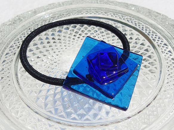 玻璃玫瑰“玫瑰[藍色]”彈性髮絲[可以更改為小馬鉤] [定做] 第1張的照片