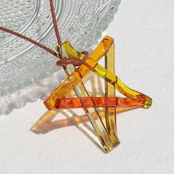 玻璃星星「星星[黃色]」項鍊[可以選擇繩子的顏色和長度][定制]≪免運費≫ 第3張的照片