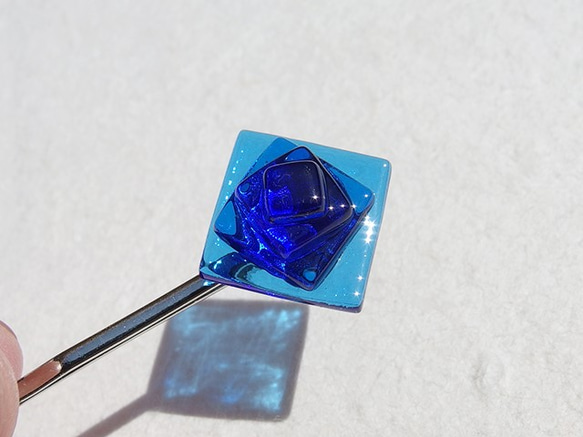 玻璃玫瑰“玫瑰[藍色]”髮夾[定做]生產 第3張的照片