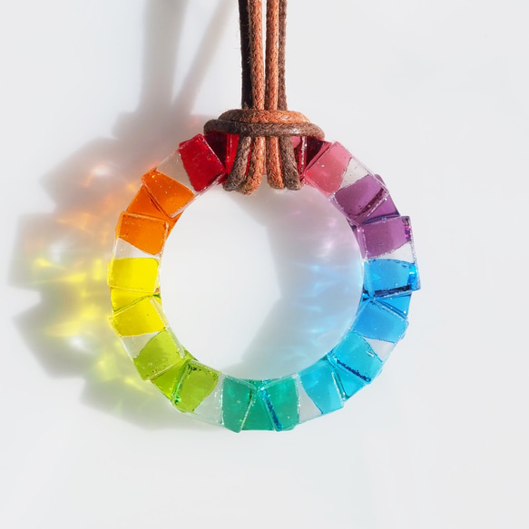 [特殊]玻璃環“戒指[彩虹]”項鍊 第4張的照片