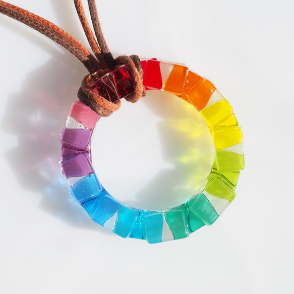 [特別]玻璃戒指「戒指[彩虹]」項鍊[可以選擇顏色和繩子的長度][訂製]≪免運費≫ 第6張的照片