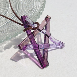 玻璃星星「星星[紫色]」項鍊[可以選擇繩子的顏色和長度][定制]≪免運費≫ 第1張的照片