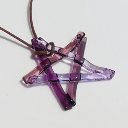 玻璃星星「星星[紫色]」項鍊[可以選擇繩子的顏色和長度][定制]≪免運費≫ 第3張的照片