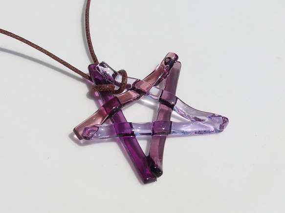 玻璃星星「星星[紫色]」項鍊[可以選擇繩子的顏色和長度][定制]≪免運費≫ 第3張的照片