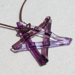 玻璃星星「星星[紫色]」項鍊[可以選擇繩子的顏色和長度][定制]≪免運費≫ 第4張的照片
