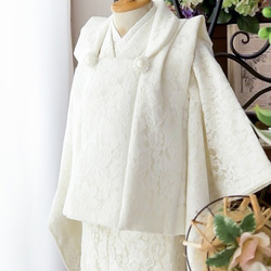 七五三3歳着物用お被布とヘッドドレスの大正ロマンなレトロセット 着物