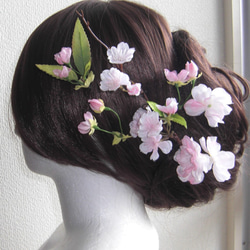 桜の髪飾り5点（２）　　桜のヘットドレス　　ヘアアクセサリー　コサージュ　　　春の結婚式・成人式・前撮り・卒業式・入学式 3枚目の画像