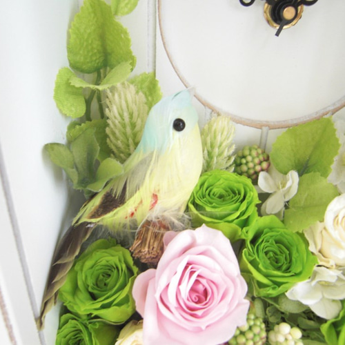 花時計・「野鳥の囀り」② プリザーブドフラワー 花時計】プリザーブド