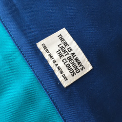 バイカラーの体操着袋(ブルー×ブルーグリーン)　入学　着替え袋 4枚目の画像