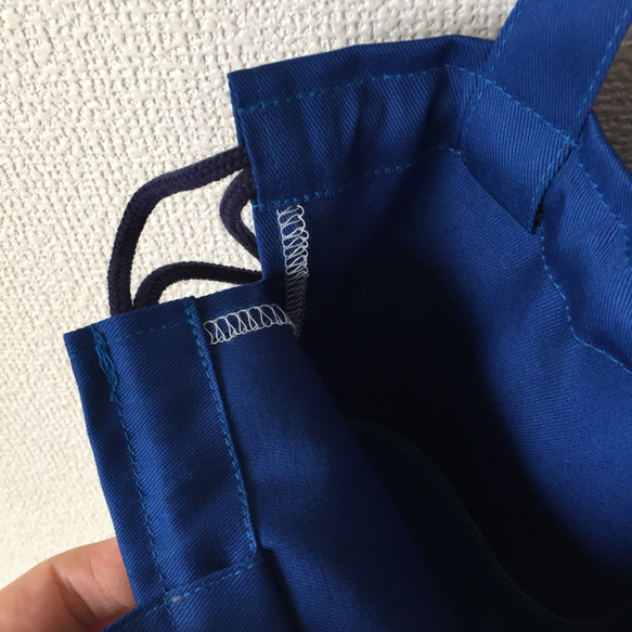 バイカラーの体操着袋(ブルー×ブルーグリーン)　入学　着替え袋 5枚目の画像