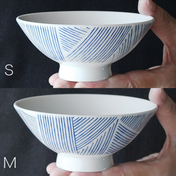 souzyu-en modern 雨　夫婦セット（S・Ｍ各1個）　ご飯茶碗　瀬戸焼 7枚目の画像