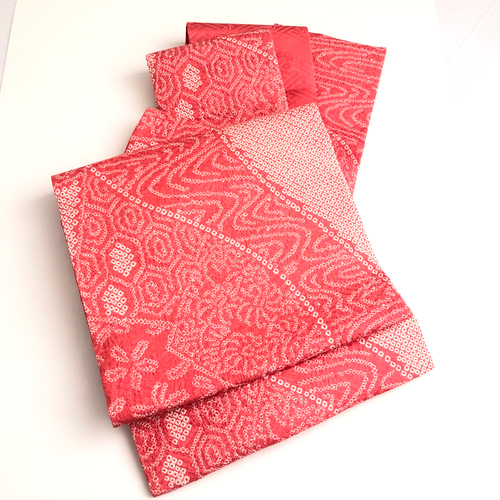 正絹 仕立上り 名古屋帯 絞り ピンク 長尺 和装小物（帯・半襟） 枯淡