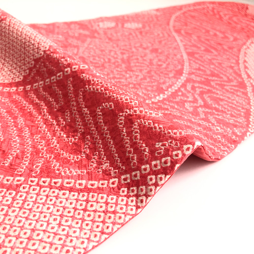 正絹 仕立上り 名古屋帯 絞り ピンク 長尺 和装小物（帯・半襟） 枯淡