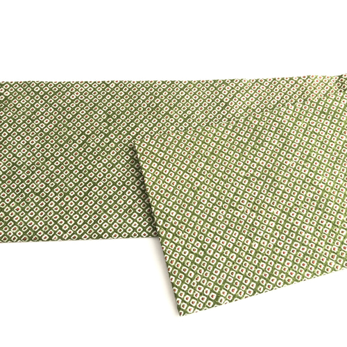 正絹 仕立上り 名古屋帯 総絞り 緑 長尺 和装小物（帯・半襟） 枯淡衣