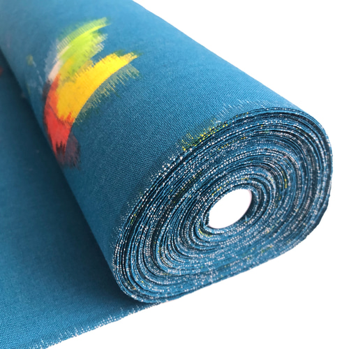 ウール アンサンブル 反物 ターコイズブルー 蝶柄 B品 生地 枯淡衣布  