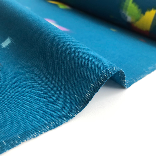 ウール アンサンブル 反物 ターコイズブルー 蝶柄 B品 生地 枯淡衣布  