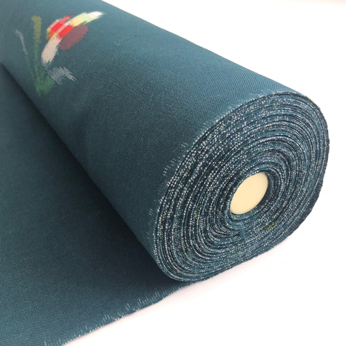 ウール アンサンブル 反物 モスグリーン 花柄 生地 枯淡衣布 通販