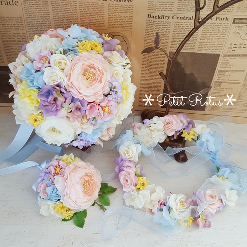 ドレスに合わせてオーダーメイドブーケ＊結婚式 ブートニア