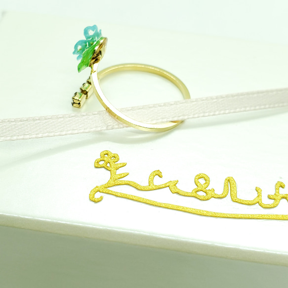 小さな一輪の切り絵花指輪 5枚目の画像