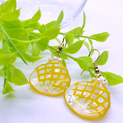 切り絵メロンパンのピアス/イヤリング 6枚目の画像