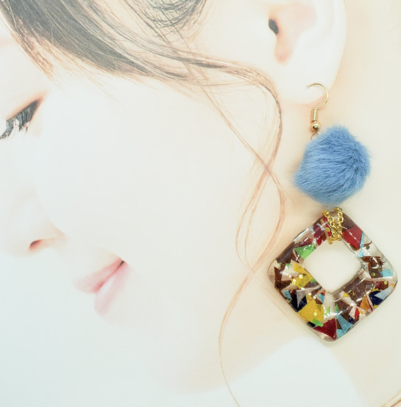 冬景色[菱形中]ピアス/イヤリング 2枚目の画像