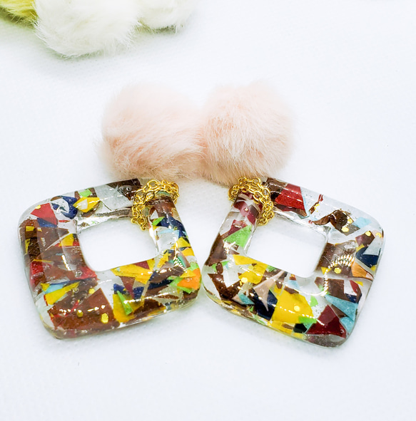 冬景色[菱形中]ピアス/イヤリング 3枚目の画像