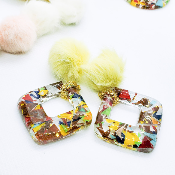 冬景色[菱形中]ピアス/イヤリング 4枚目の画像