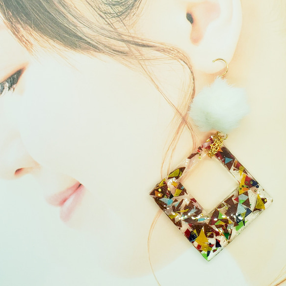 冬景色[菱形大]ピアス/イヤリング 2枚目の画像