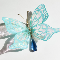 ファンタジーな蝶々の切り絵かんざし[空色] 3枚目の画像