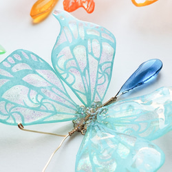 ファンタジーな蝶々の切り絵かんざし[空色] 4枚目の画像