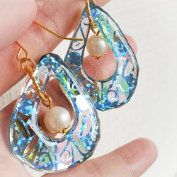 キラキラ雫の切り絵ピアス/イヤリング 3枚目の画像