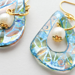 キラキラ雫の切り絵ピアス/イヤリング 4枚目の画像