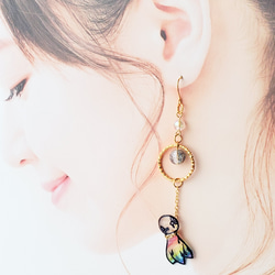 てるてるぼうずの切り絵ピアス/イヤリング 3枚目の画像