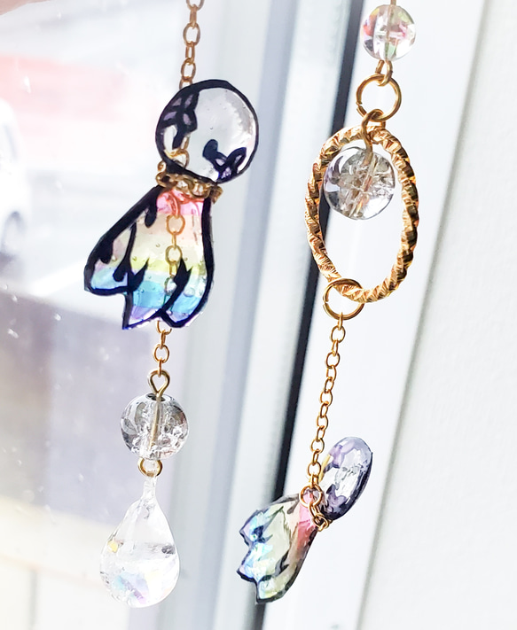 てるてるぼうずの切り絵ピアス/イヤリング 4枚目の画像