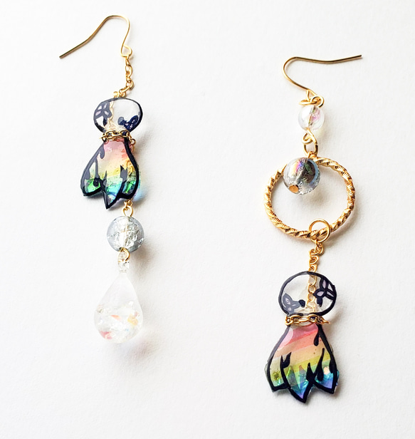 てるてるぼうずの切り絵ピアス/イヤリング 7枚目の画像